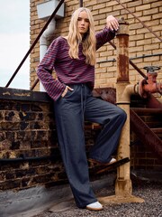 Long Tall Sally Blue Tie Waist Wide Leg Jeans - Image 1 of 5