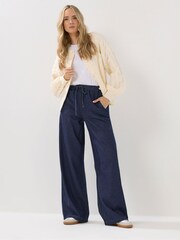 Long Tall Sally Blue Tie Waist Wide Leg Jeans - Image 4 of 5