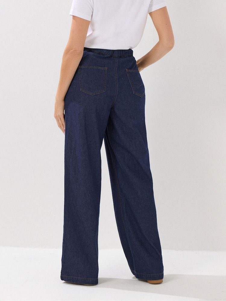 Long Tall Sally Blue Tie Waist Wide Leg Jeans - Image 5 of 5