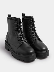 Yours Curve Black Extra-Wide Fit Chunky Lace Up Boots - Image 2 of 4