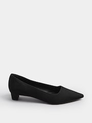 Long Tall Sally Black Point Block Micro Court Heel Shoes - Image 1 of 4