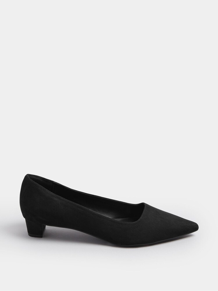 Long Tall Sally Black Point Block Micro Court Heel Shoes - Image 1 of 4
