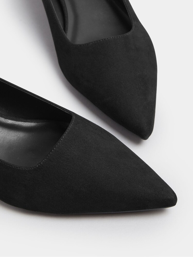 Long Tall Sally Black Point Block Micro Court Heel Shoes - Image 4 of 4
