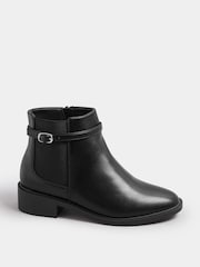 Yours Curve Black Extra Wide Fit Buckle Elastic Boots - Image 2 of 5