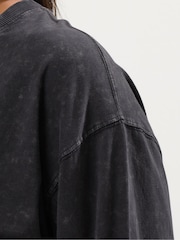 Yours Curve Grey Seam Detail Acid Wash Skater Top - Image 4 of 5