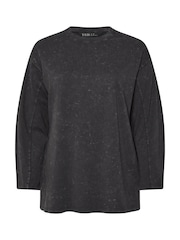 Yours Curve Grey Seam Detail Acid Wash Skater Top - Image 5 of 5