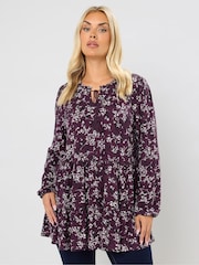 Yours Curve Purple Tiered Blouse - Image 1 of 5