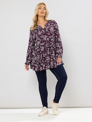 Yours Curve Purple Tiered Blouse - Image 3 of 5