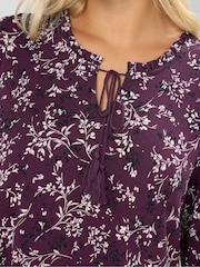 Yours Curve Purple Tiered Blouse - Image 4 of 5