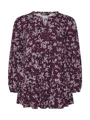 Yours Curve Purple Tiered Blouse - Image 5 of 5