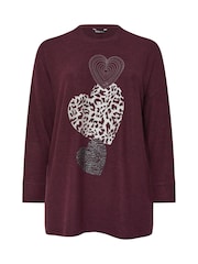 Yours Curve Purple Placement Animal Heart Jumper - Image 4 of 5