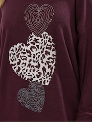 Yours Curve Purple Placement Animal Heart Jumper - Image 5 of 5