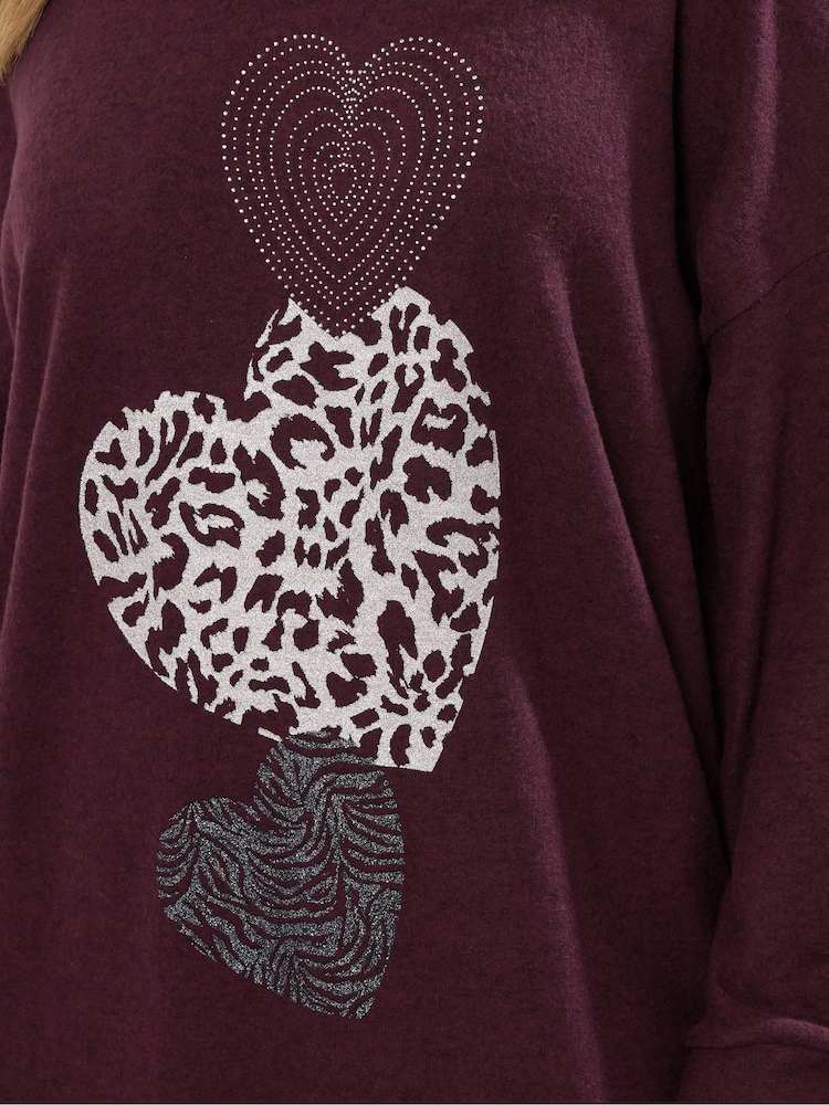 Yours Curve Purple Placement Animal Heart Jumper - Image 5 of 5