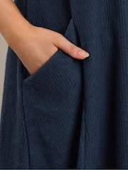 Yours Curve Blue Ribbed Drape Pocket Dress - Image 4 of 5