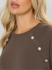 Yours Curve Brown Military Varigated Ribbed Tunic Dress - Image 3 of 5