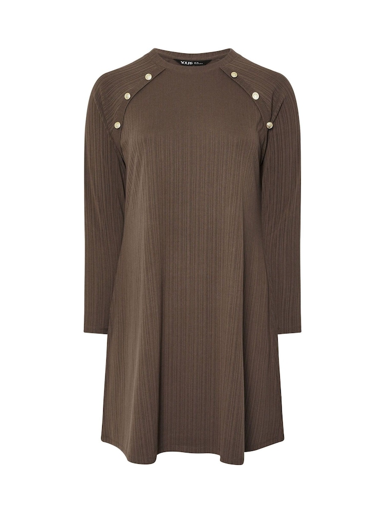 Yours Curve Brown Military Varigated Ribbed Tunic Dress - Image 5 of 5 Yours Curve Brown Military Varigated Ribbed Tunic Dress - Image 5 of 5