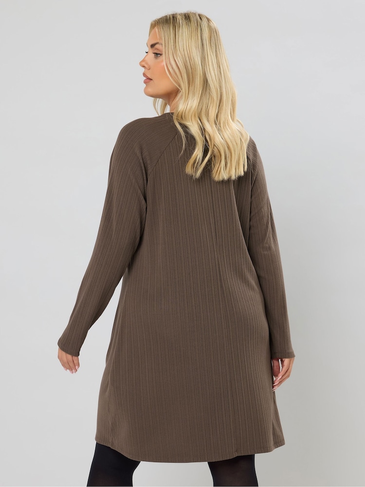 Yours Curve Brown Military Varigated Ribbed Tunic Dress - Image 5 of 5 Yours Curve Brown Military Varigated Ribbed Tunic Dress - Image 5 of 5