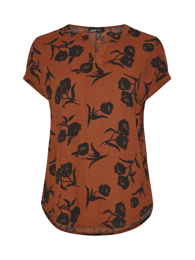 Yours Curve Orange Notch Neck Top - Image 5 of 5
