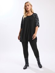 Yours Curve Black Raglan T-Shirt - Image 2 of 5