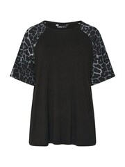 Yours Curve Black Raglan T-Shirt - Image 5 of 5