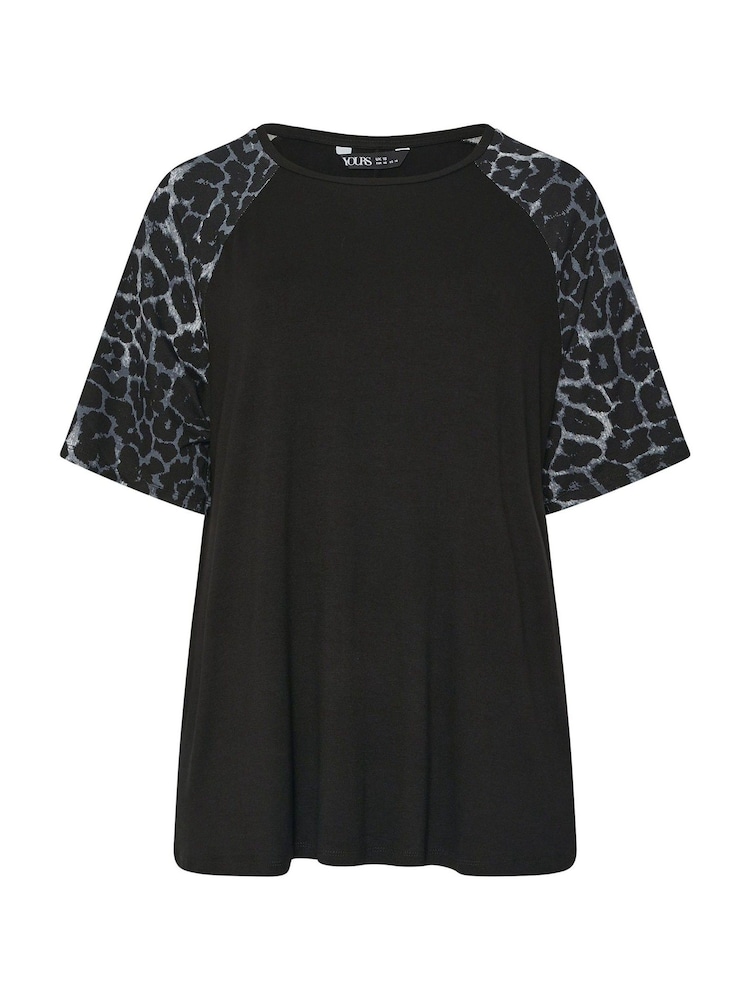 Yours Curve Black Raglan T-Shirt - Image 5 of 5