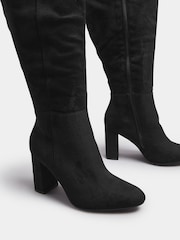 Yours Curve Black Wide Fit Wide Fit Heeled Micro Knee High Boots - Image 5 of 5