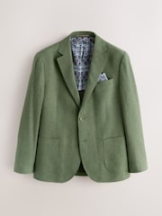 Green Slim Fit Textured Linen Blend Blazer - Image 6 of 11