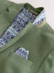 Green Slim Fit Textured Linen Blend Blazer - Image 8 of 11