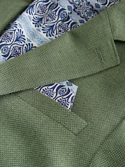 Green Slim Fit Textured Linen Blend Blazer - Image 9 of 11