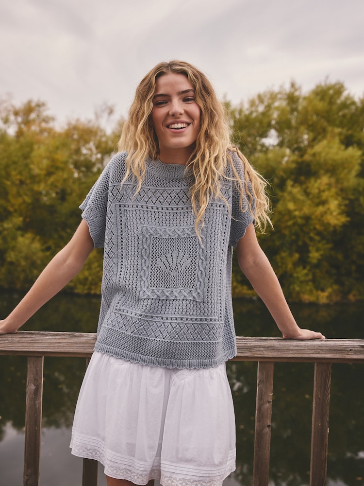 Blau - Tanktop-Überwurf mit Muschelmuster - Bild 1 von 9