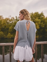 Blau - Tanktop-Überwurf mit Muschelmuster - Bild 2 von 9