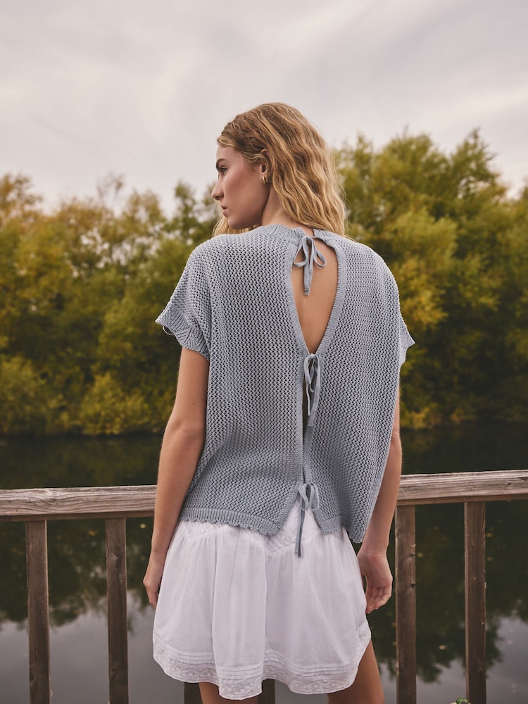 Blau - Tanktop-Überwurf mit Muschelmuster - Bild 2 von 9