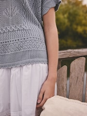 Blau - Tanktop-Überwurf mit Muschelmuster - Bild 5 von 9