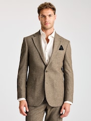 MOSS Tailored Fit Gold Herringbone Tweed Jacket - Image 1 of 4