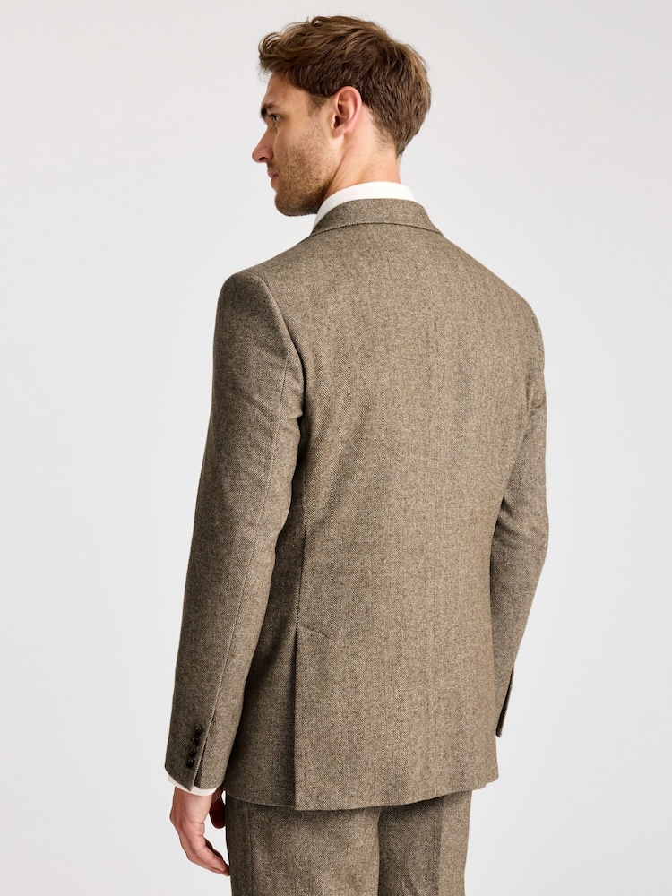 MOSS Tailored Fit Gold Herringbone Tweed Jacket - Image 2 of 4