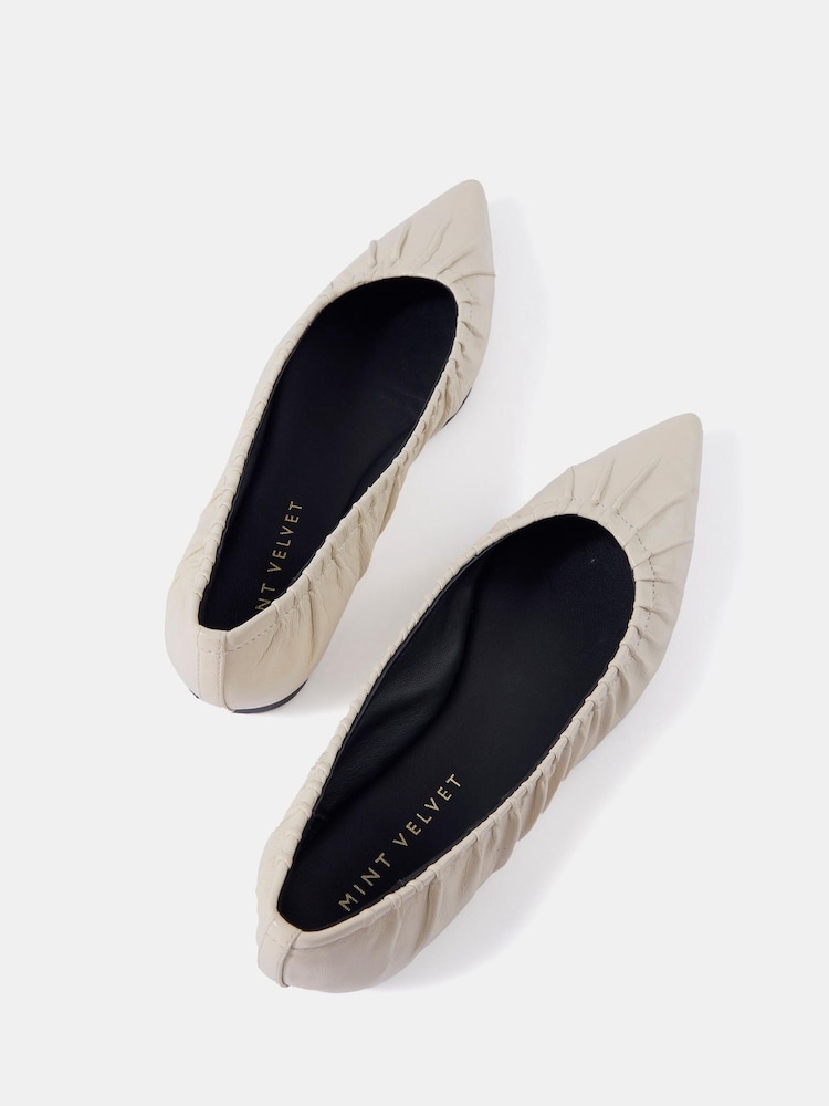 Mint Velvet Grey Arella Leather Ballet Flat Shoes - Image 2 of 4