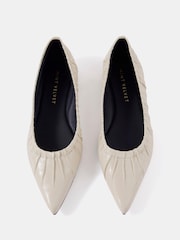 Mint Velvet Grey Arella Leather Ballet Flat Shoes - Image 3 of 4