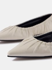 Mint Velvet Grey Arella Leather Ballet Flat Shoes - Image 4 of 4