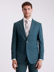 MOSS Blue Tailored Fit Teal Flannel Jacket - Image 1 of 7