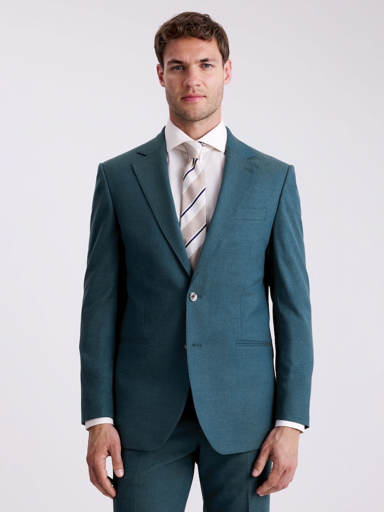 MOSS Blue Tailored Fit Teal Flannel Jacket - Image 1 of 7