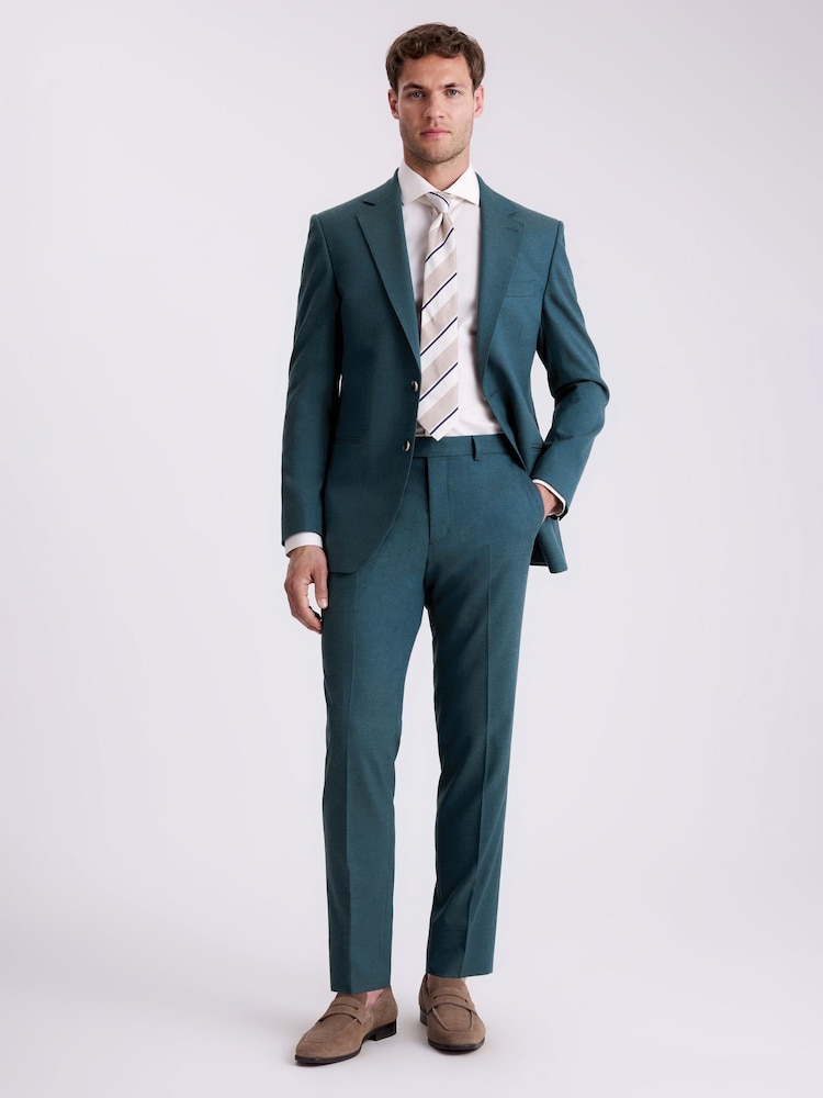 MOSS Blue Tailored Fit Teal Flannel Jacket - Image 2 of 7