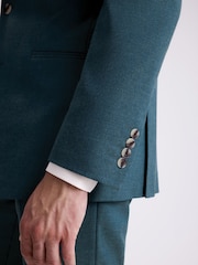 MOSS Blue Tailored Fit Teal Flannel Jacket - Image 3 of 7
