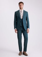 MOSS Blue Tailored Fit Teal Flannel Jacket - Image 5 of 7