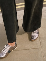 Mint Velvet Silver Kiko Leather Trainers - Image 1 of 6