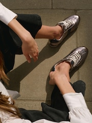 Mint Velvet Silver Kiko Leather Trainers - Image 2 of 6