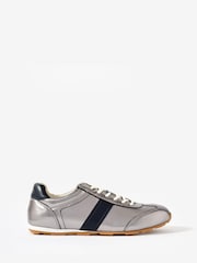 Mint Velvet Silver Kiko Leather Trainers - Image 3 of 6