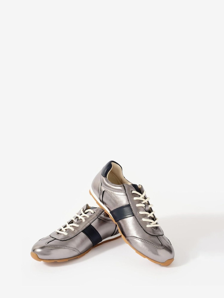 Mint Velvet Silver Kiko Leather Trainers - Image 6 of 6