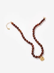 Mint Velvet Brown Beaded Charm Necklace - Image 2 of 3