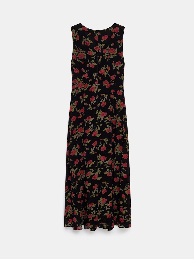 Mint Velvet Red Rose Print Midi Dress - Image 1 of 8