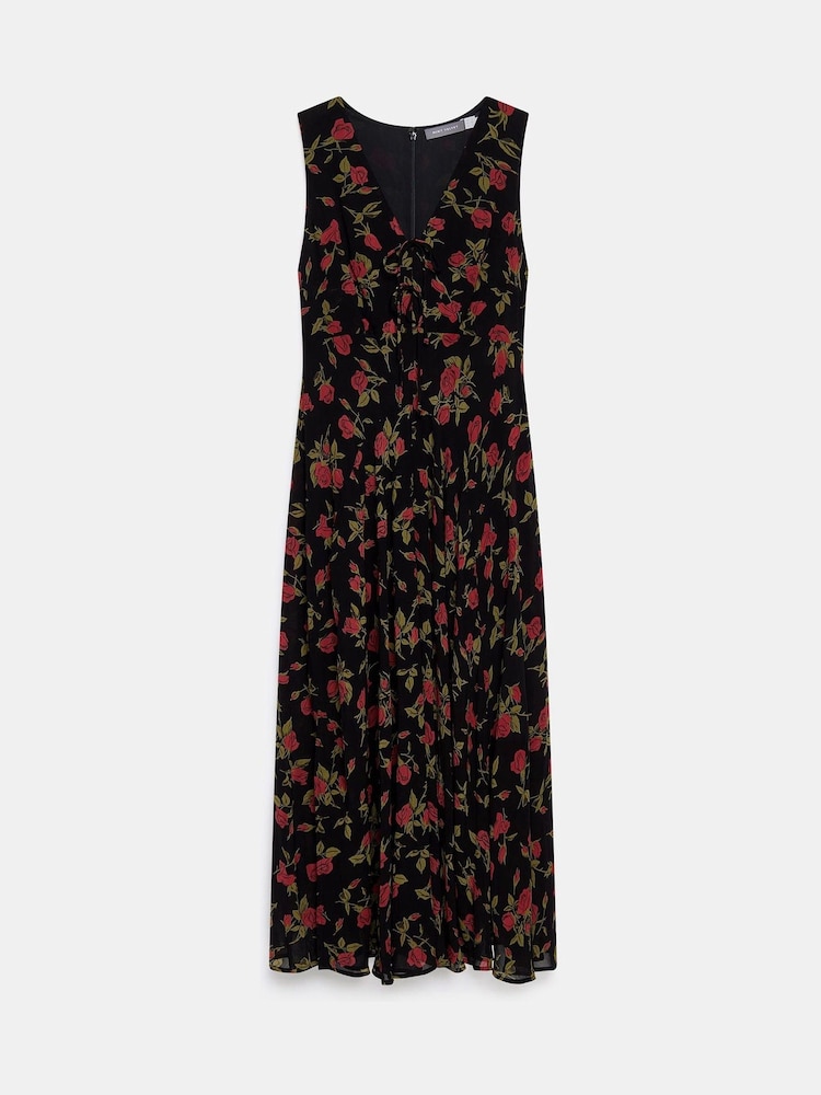 Mint Velvet Red Rose Print Midi Dress - Image 2 of 8